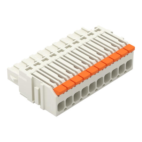 gniazdo 1-przewodowe; dźwignia; Push-in CAGE CLAMP®; 1,5 mm²; raster 3,5 mm; 10-bieg.; 100% ochrona przed błędnym połączeniem; 1,50 mm²; jasnoszary