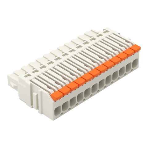 gniazdo 1-przewodowe; dźwignia; Push-in CAGE CLAMP®; 1,5 mm²; raster 3,5 mm; 12-bieg.; 100% ochrona przed błędnym połączeniem; 1,50 mm²; jasnoszary
