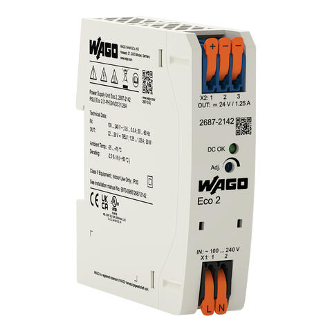 Power supply; Eco 2; 1-phase; 24 VDC output voltage; 1.25 A output current; DC-OK LED