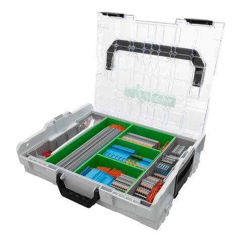 TOPJOB®S-INSTA-BOX; L-BOXX® 102; mit Betätigungsöffnung und Drücker; für 3 normgerechte Verteilungen