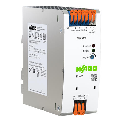 Power supply; Eco 2; 1-phase; 24 VDC output voltage; 10 A output current; DC OK contact